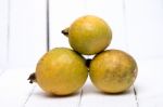 Fresh Guava Fruits On A White Background Stock Photo