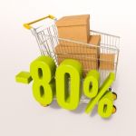 Shopping Cart And 80 Percent Stock Photo