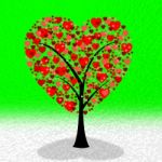 Hearts Tree Means Valentine's Day And Environment Stock Photo