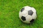 Green Grass Soccer Field With Ball Stock Photo