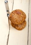 Organic Bread Over Rustic Table Stock Photo