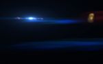 Abstract Digital Lens Flare In Black Background Horizontal Frame Stock Photo