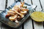 Barbecue Grilled Squid Stock Photo