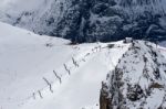 View From Sass Pordoi In The Upper Part Of Val Di Fassa Stock Photo