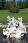 Ornamental Statues In A Pond Outside The Imperial Kaiservilla In Stock Photo