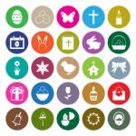 Easter Icons Set Circle  Illustration Stock Photo