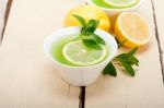 Mint Infusion Tea Tisane With Lemon Stock Photo