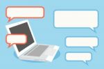 Speech Bubbles With Laptop Stock Photo