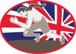 Runner Track And Field Athlete British Flag Stock Photo