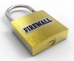 Firewall Padlock Represents Guard And Protect 3d Rendering Stock Photo