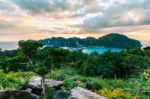 View Point Bay Koh Phi Phi Don On Sunset In Andaman Sea, Phi Phi Stock Photo