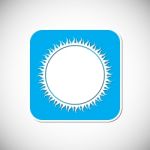 Sun Icon. Blue Square Frame.  Illustration Stock Photo