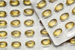 Yellow Fish Oil Pills Stock Photo