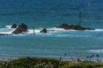 Surfing In Bude Stock Photo