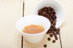 Espresso Cofee And Beans Stock Photo