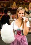 Beautiful Woman With Cotton Candy Stock Photo