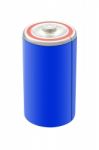 Blue Battery On White Background Stock Photo