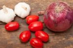 Onion Garlic And Tomatoes Stock Photo