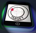 Target Smartphone Displays Goals Aims And Objectives Stock Photo