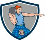 Highland Games Stone Put Throw Crest Retro Stock Photo