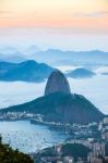 Rio De Janeiro, View From Corcovado To Sugarloaf Mountain Stock Photo