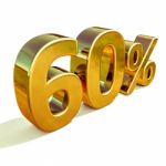 3d Gold 60 Sixty Percent Discount Sign Stock Photo