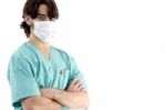 Young Male Surgeon With Facial Mask Stock Photo