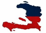 Haiti Map On Haiti Flag Drawing ,grunge And Retro Flag Series Stock Photo