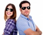 Couple Posing Back To Back Stock Photo