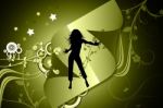 Silhouette Dance Music Stock Photo