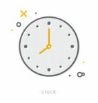 Thin Line Icons, Clock Stock Photo