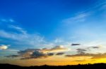 Dark Clouds And Dark Sky In Rainy Day, Cloudy And Stormy And Blue Sky Stock Photo