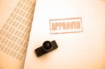 Approved Stamp On Paper Stock Photo