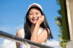 Portrait Of Thai Teen Beautiful Girl Happy And Relax Stock Photo