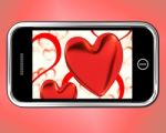 Red Hearts On Mobile Phone Stock Photo