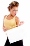 Young Model Posing With Shopping Bag Stock Photo