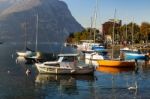 Boats At Lake Como Lecco Italy Stock Photo