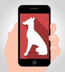 Dogs Online Means Canine Phone 3d Illustration Stock Photo