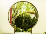 Chinese Style Round Doorway Stock Photo