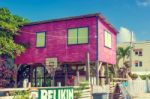 Wooden Buildings In Caye Caulker, Belize Stock Photo