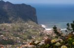 Penha D'aguia (eagle's Rock) And Porto Da Cruz Madeira Stock Photo