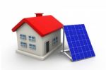 House With Solar Panels Stock Photo