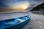 Sea Kayak On Sand Beach Stock Photo