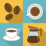 Coffee Icons Represents Restaurant And Cafeteria Beverages Stock Photo