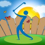 Golf Swing Indicates Fairway Golfer And Playing Stock Photo