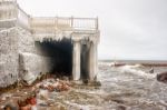 Storm At Sea In Winter Stock Photo