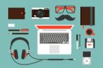 Hipster Accessories Icons Stock Photo