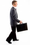 Businessman Holding Briefcase Stock Photo