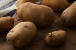 Potato Still Life Wood Black Background Stock Photo