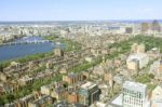 Aerial View Of Boston City Skyline In The Boston Harbor Where Th Stock Photo